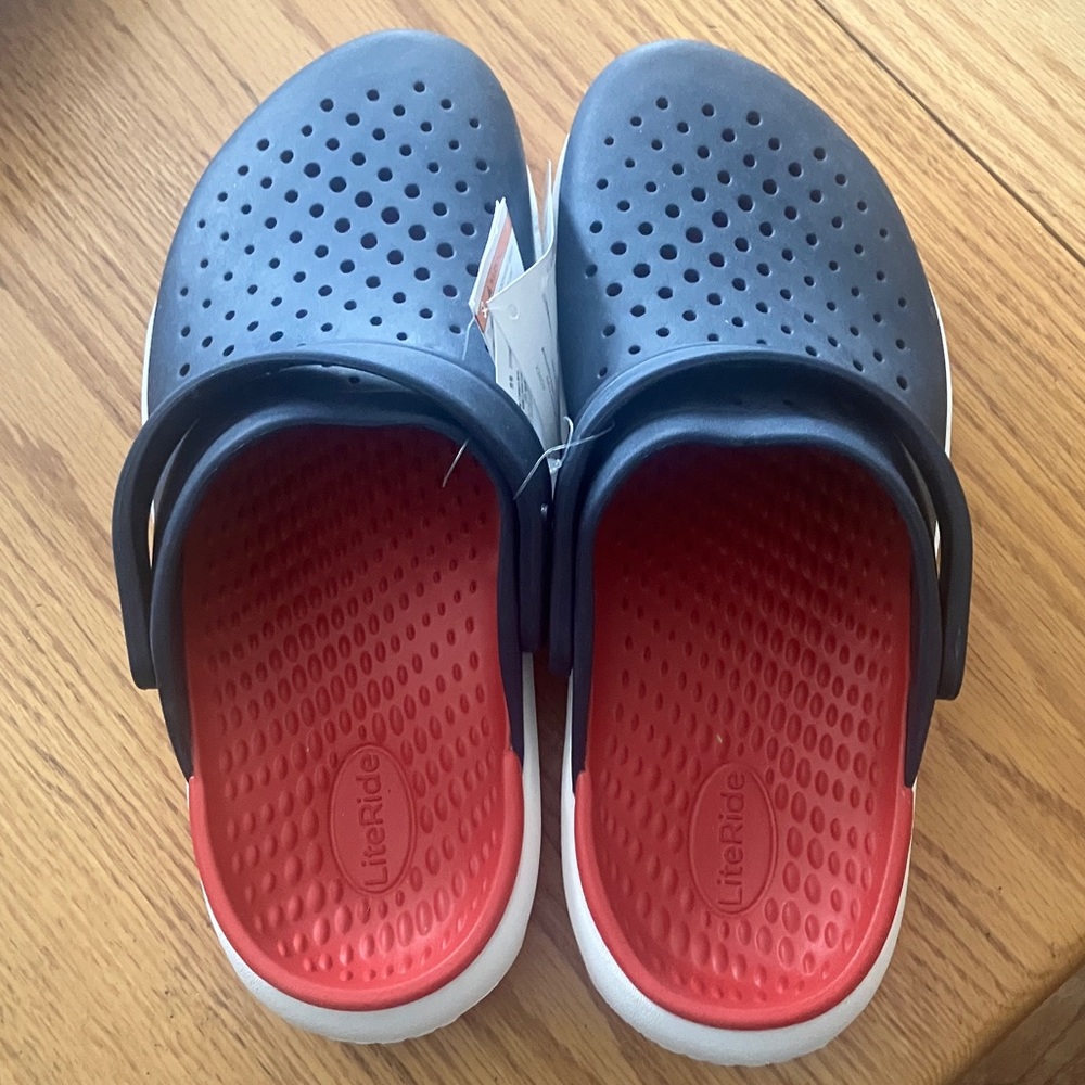 Navy and Red Croc Sandals -